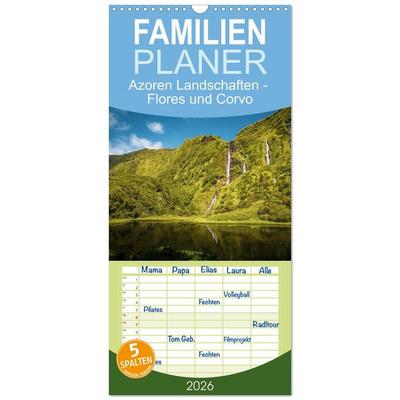 Familienplaner 2026 - Azoren Landschaften - Flores und Corvo mit 5 Spalten (Wandkalender, 21 x 45 cm) CALVENDO