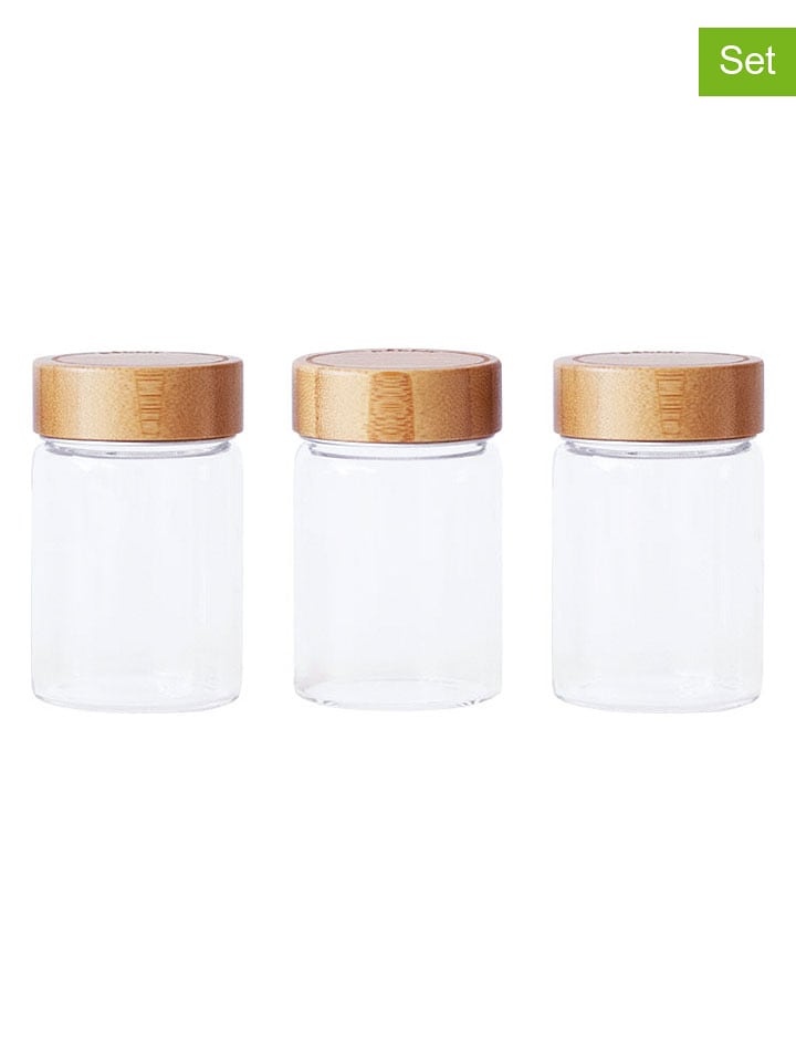 Pebbly 3er-Set: Gewürzgläser in Transparent/ Hellbraun - 75 ml - onesize