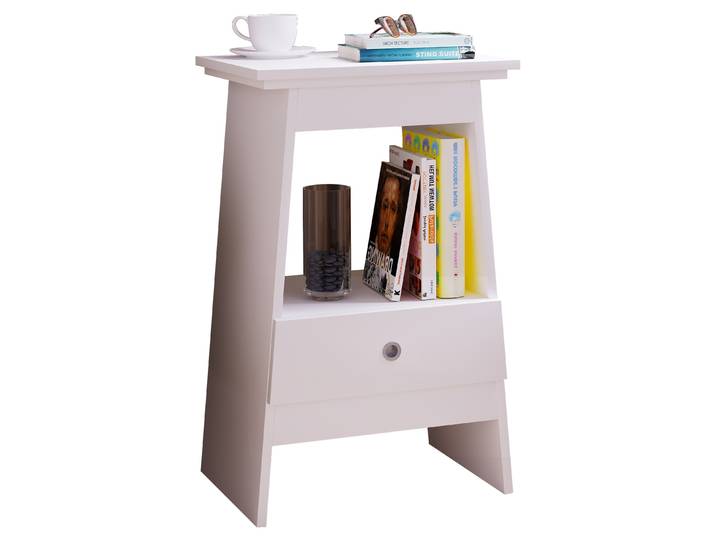 Nachttisch VCM Holz Beistelltisch Nachttisch Schublade Spidali , weiß, B:45cm T:35cm, Tische, Nachttisch