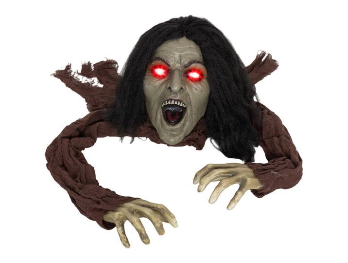 ComfortXL Halloweendeko De-42045 Kriechende Zombie-Oma mit Sound und Led, Braun, Kunststoff, 140x20x60 cm, Dekoration