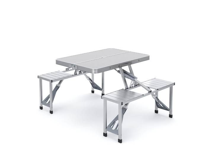 Campingtisch Garnitur klappbar 85 cm silber