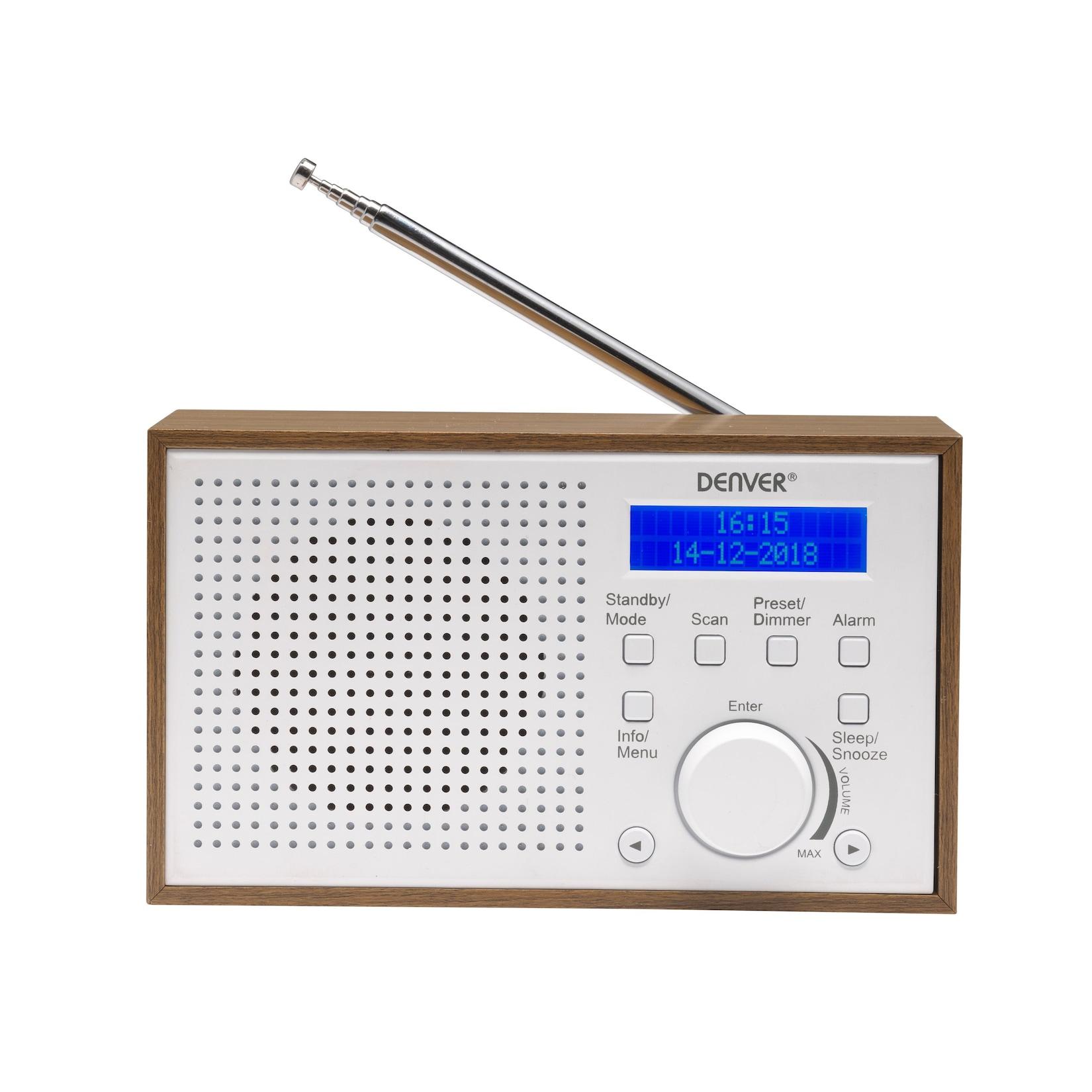 Denver DAB-46 DAB+/FM-Radio– Dual-Alarm-Wecker, Holz, weiss