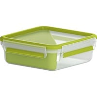 CLIP & GO Sandwichbox 0,85 Liter, Lunch-Box hellgrün/transparent, mit Einsatz in typischer Dreiecksform
