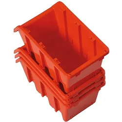 PROREGAL Sichtlagerkasten aus Kunststoff | Rot | BxHxT 9x12x19,5cm | 5 Stück | Sortimentskasten, Sortimentsbox