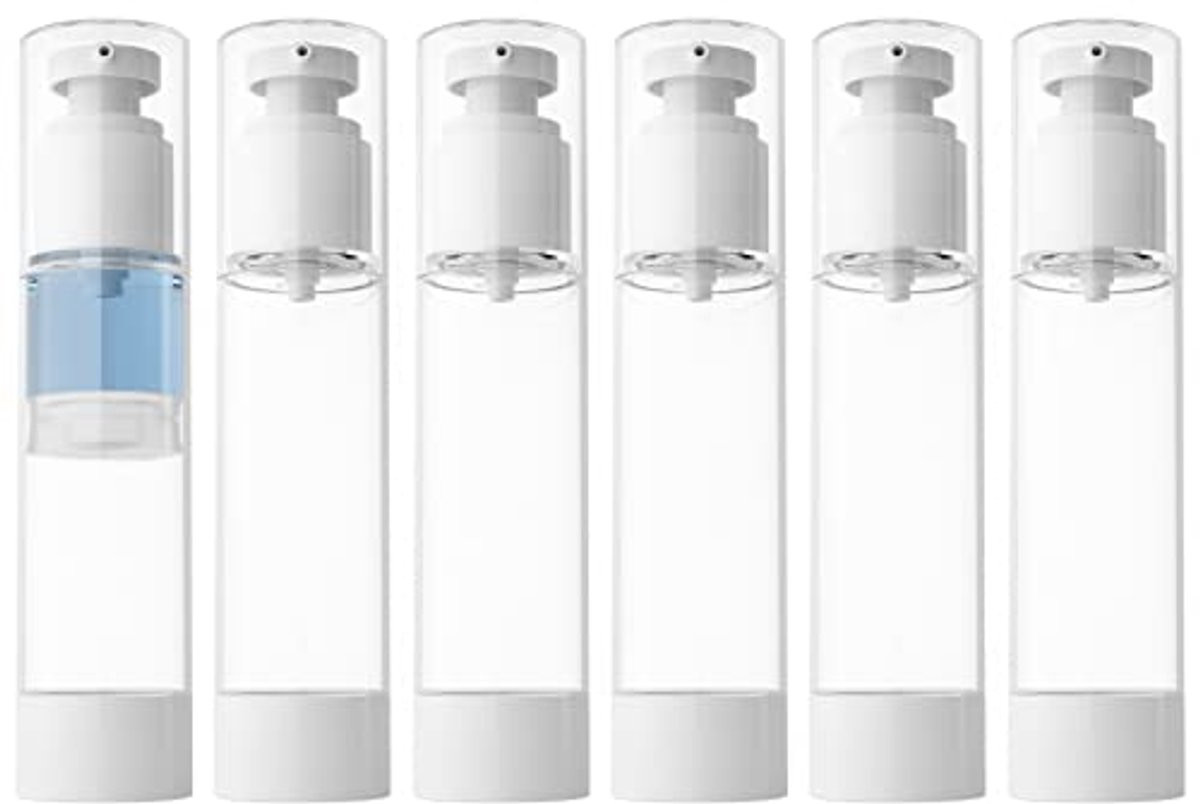 Set van 6 doorzichtige luchtdichte crèmepompflacons van 100 ml voor foundation en shampoo