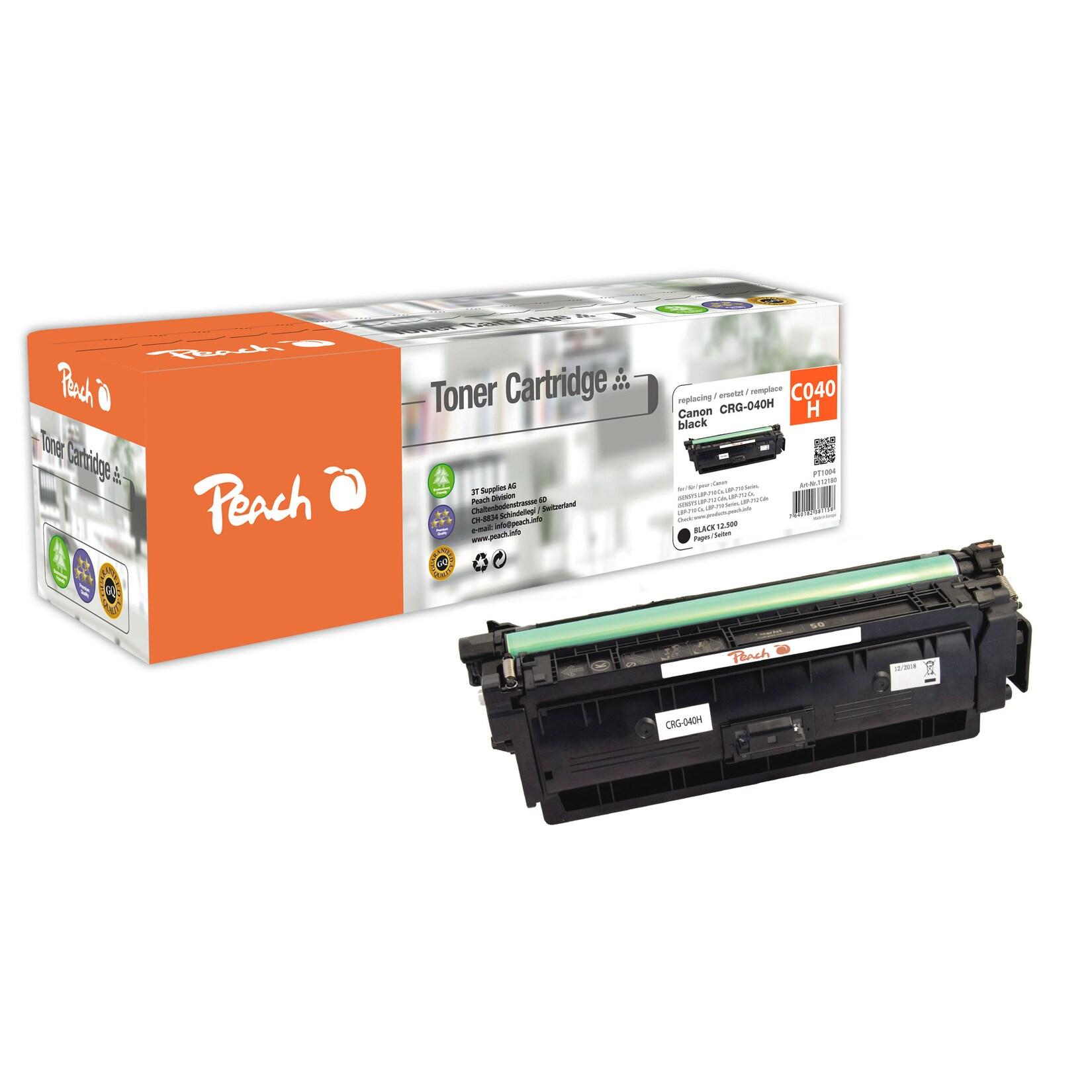 Peach HP 040 Hbk Toner XL bk ersetzt Canon CRG-040H bk, 0461C001 für z.B. Canon ISensys LBP -710 Cx, Canon ISensys LBP -710, Canon LBP -710 Cx (wiederaufbereitet)