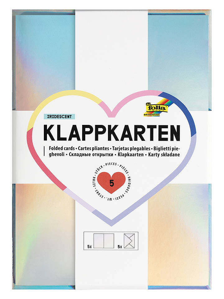 folia PAPER Klappkarten in Bunt - (B)10,5 x (H)15 cm - onesize
