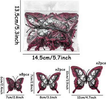 Inspire Curations 12PCS 3D Blood Rose Butterfly Halloween Wall Stickers Self Adhesive PVC Decor 12pcsred