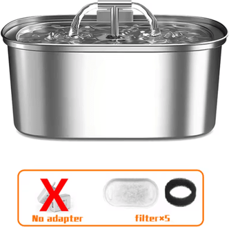 Inspire Picks Stainless Steel Ultra Quiet Pet Water Fountain With Filter 1set 5filter 3.2l