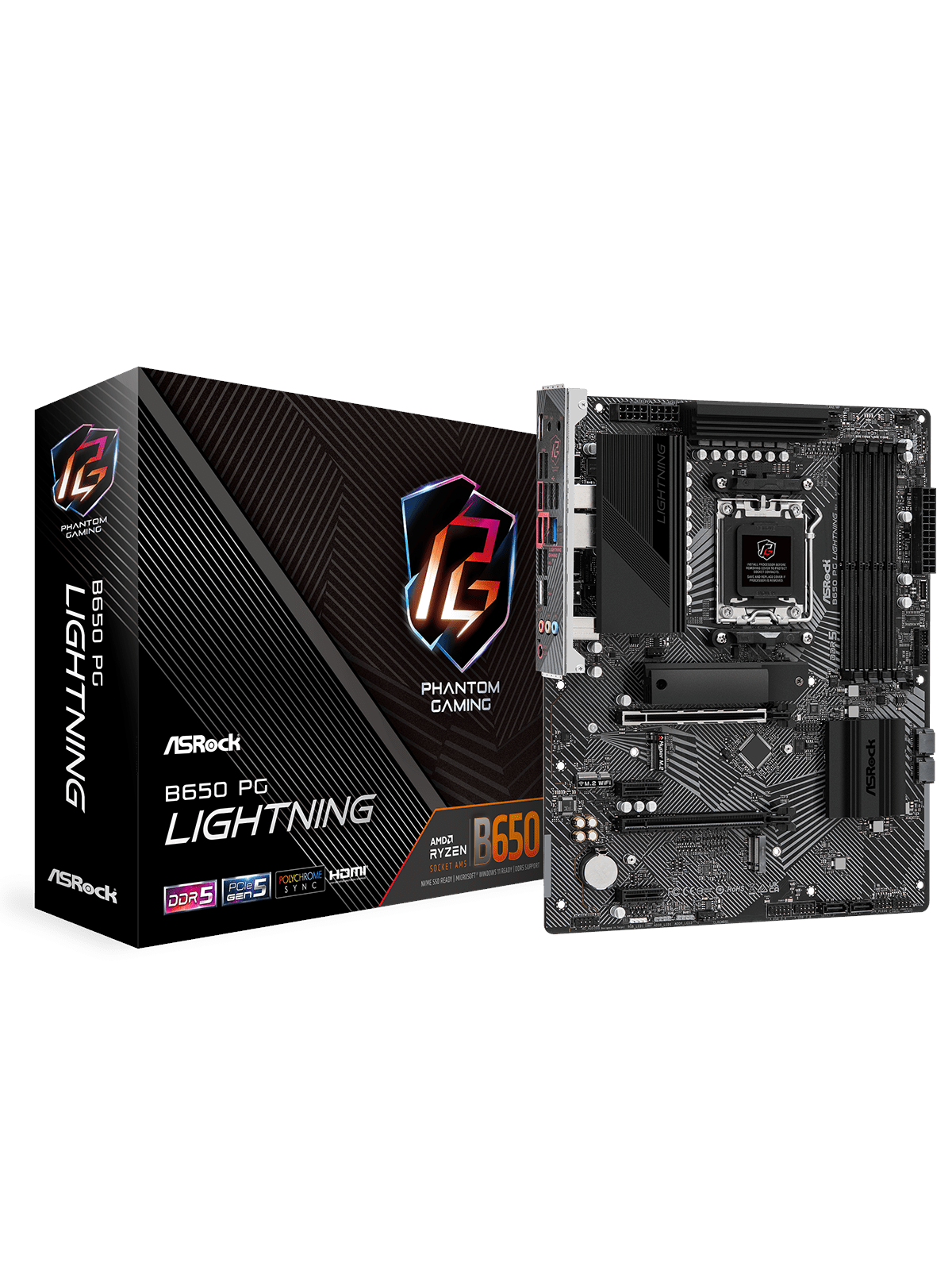 ASRock B650 PG Lightning Mainboard - AMD B650 - AMD AM5 - DDR5 RAM - ATX