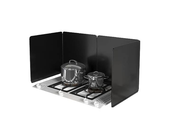 Spritzschutz Faltbar Herd Küche, Faltbare Küchen-Spritzplatte, Spritzschutz Küchen- und Herdschutz, Antihaft-Öl, Wiederverwendbar, Geeignet für Grill Im Freien, Gasherd ( Color : Black , Size : 60x90x