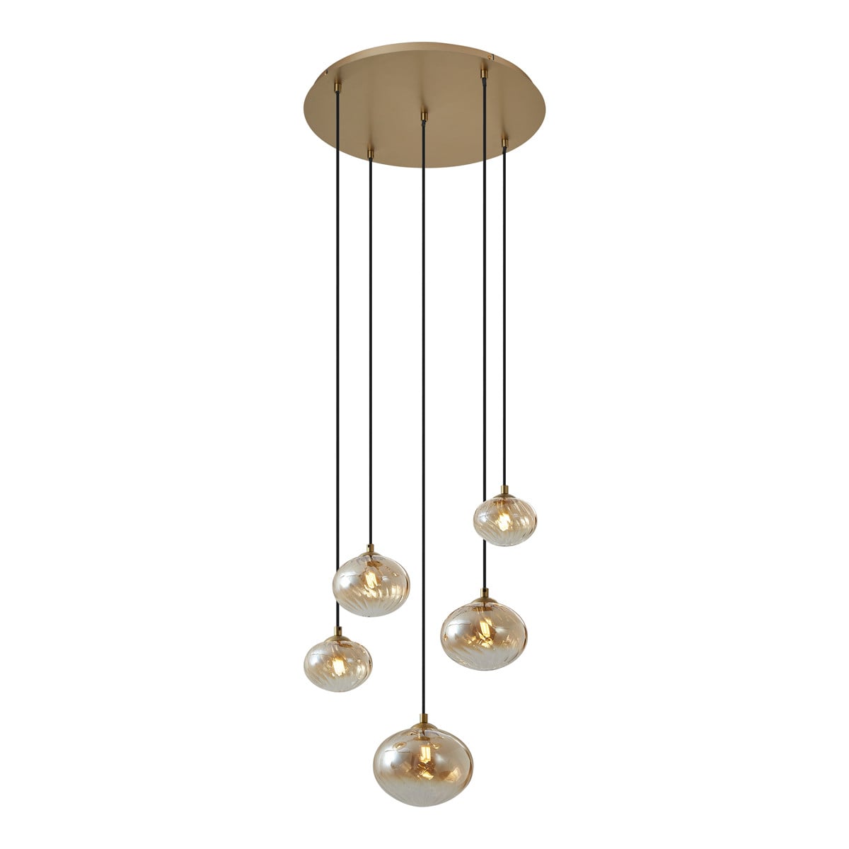 Art Deco hanglamp Qazqa goud/messing met amber glas