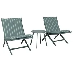 GREEN LOUNGE Bistro-Set 3 tlg. 2 Stühle & Tisch inkl. Auflagen wetterfest