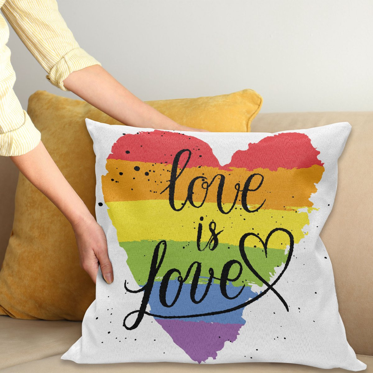 ABAKUHAUS Stolz Kussenhoes Love is Love Kunst LGBT, Meerkleurig, 45 x 45 cm