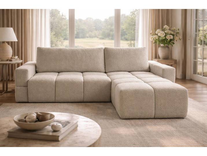 Compleo Ecksofa Schlafcouch, L-FORM, Uniwersell Ecksofa mit Bettfunktion, Stilvolles Design und maximaler Komfort