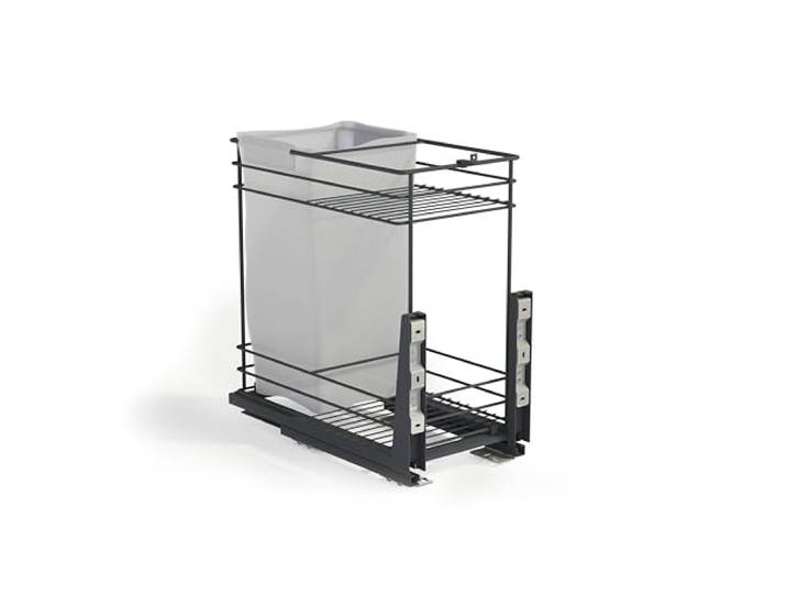 Emuca - Auszugswagen mit Körben und untereingeschraubtem Titane-Brottier mit sanfter Schließung, für Küchenmodule 300mm, Stahl, Anthrazitgrau