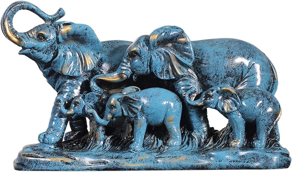 Handgemaakt paar grijze olifant beeldjes voor decoratie van je tafelblad