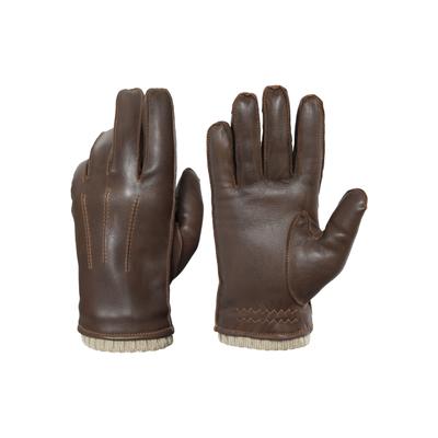 Lederhandschuhe PEARLWOOD "Wilson", Herren, Gr. 8,5, braun (brandy), Schafsleder, unifarben, Handschuhe, Vintage Optik durch Waxfinish