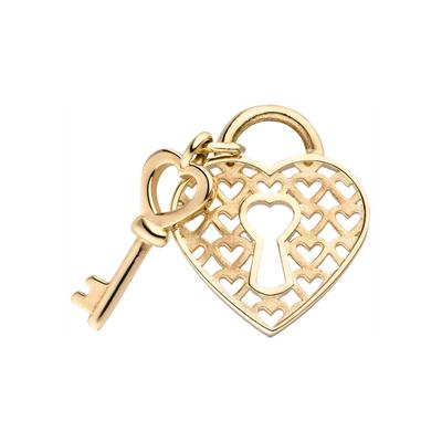 Herzanhänger JOBO "Anhänger Herz Schloss Schlüssel 15 mm", gold (gelbgold 333), Schmuckanhänger, Damen, Gelbgold 333, 333 Gold