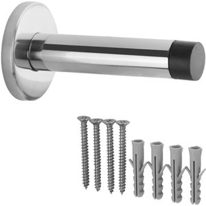 SO-TECH Türstopper Mercury 108643, Gummi/Edelstahl poliert, für die Wand, zum Schrauben, silber, 9,5 x 5cm