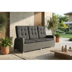 OUTFLEXX Rocking Comfort Dining / Lounge 3-Sitzer Sofa, grau/braun-meliert, Polyrattan, 210x85x112 cm, verstellbar