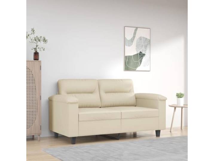 HEFZGDB 2-Sitzer-Sofa Creme 120 cm Kunstleder Modernes Design Langlebiges Material Schmutzabweisende Oberfläche Robustes Metallgestell Bequeme Polsterung Luxuriöser Look Stabiles