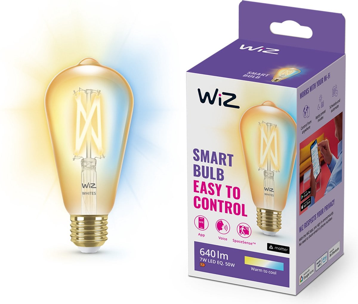 WiZ Smart Filament Edison LED Lamp - E27 - Goud