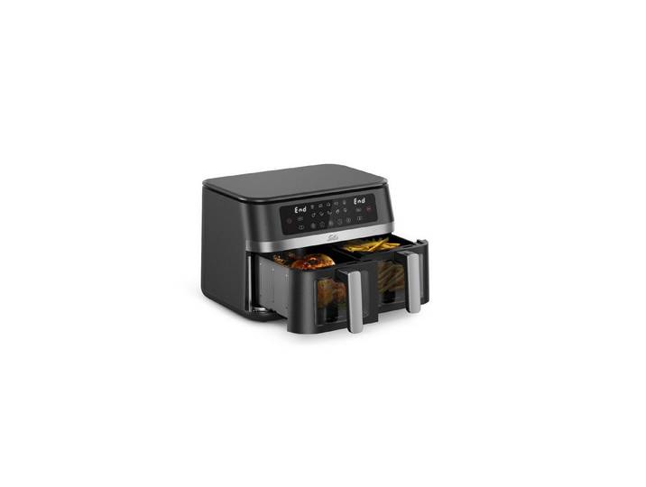 SOLIS OF SWITZERLAND Heißluftfritteuse 2 Kammern, Air Fryer Duo, 11 Liter Volumen, Sync-Funktion, 10 Programme, Sichtfenster