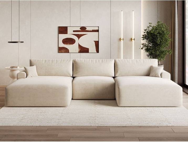GrainGold Ecksofa U-Form Serene U, Set, Schlaffunktion, Freistehende, Bettkasten, DL-Mechanismus