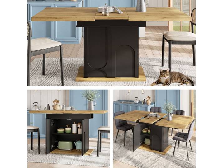 Table a manger - Table maison - forme rectangulaire - 4 a 6 personnes - - Noir
