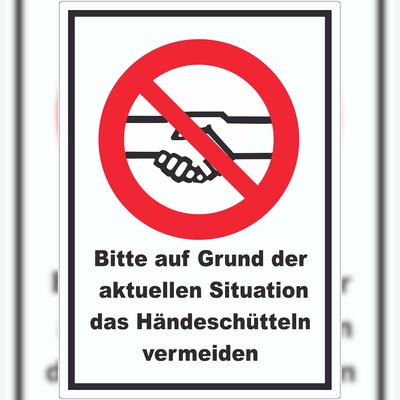 HB-Druck Bitte auf Grund der aktuellen Situation das Hände schütteln vermeiden Aufkleber A5 (148x210mm)