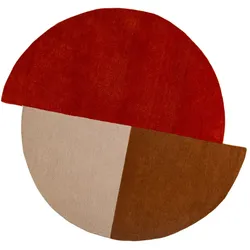 KADIMA DESIGN Wollteppich Rund mit Segment Muster – Hochwertig handgefertigt aus 100% Wolle | 150x150cm