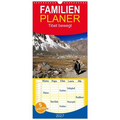Familienplaner 2027 - Tibet bewegt mit 5 Spalten (Wandkalender, 21 x 45 cm) CALVENDO