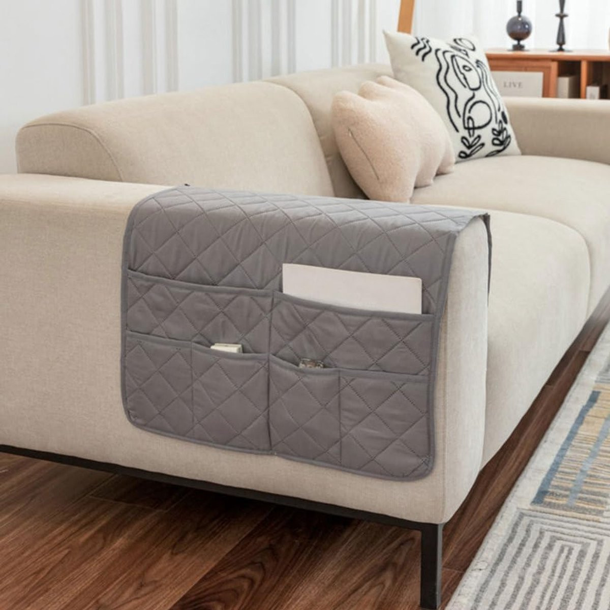 Bank Armleuning Organizer – Hangende Opbergtas voor Bank en Fauteuil – Afstandsbediening Houder voor Tijdschriften, Boeken, Brillen en Accessoires