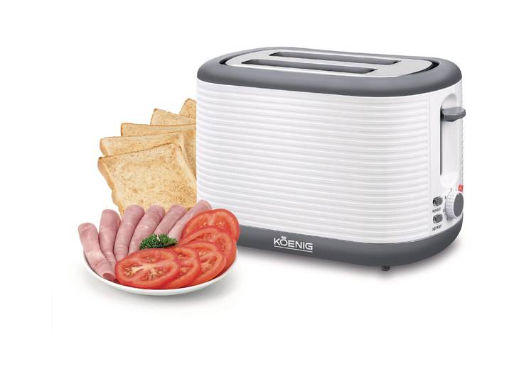 KOENIG Toaster Stripes, Weiss, Grau , grau (weiß, grau), B:28,5cm H:19,6cm T:18cm, Toaster, Toaster