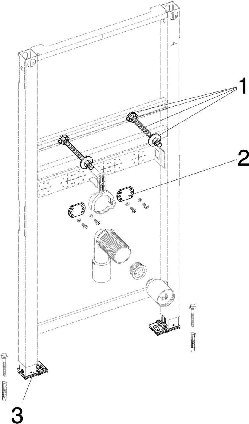 Viega Prevista Dry-Waschtisch-Element, 112 cm, Anschlüsse fixiert Modell 8538, Montagezubehör, 789329, stahl