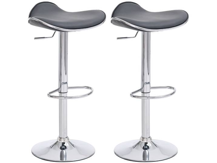 TPFLiving 2er Set Barhocker Shangrila Gestell Metall in Chromoptik Kunstleder - Grau