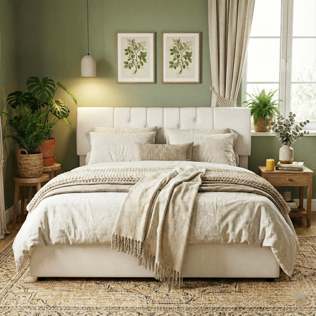 Ivy Bronx Upholstered Ottoman Storage Bed White European Double (140 x 200 cm)