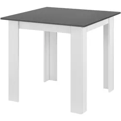 Helloshop26 - Quadratischer Tisch für 4 Personen Esszimmer Küche Wohnzimmer 80 cm weiß/grau 03_0006233