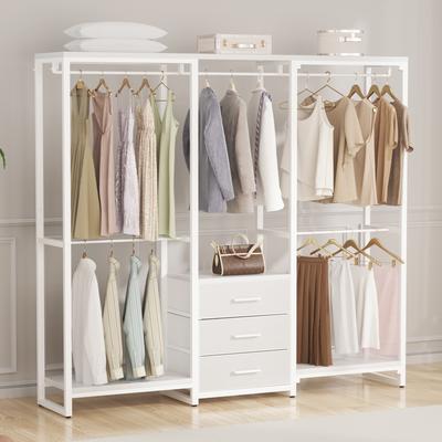 Rackcog 65.6'' Heavy-duty Garment Rack, Freestanding Closet Organizer with Fabric Drawers and 5 hanging Rods