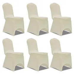 vidaXL 6 x Stuhlhusse Stretchhusse cremefarben