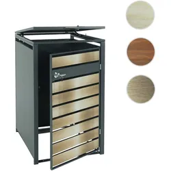 1er Mülltonnenverkleidung HWC-J81, Mülltonnenbox, erweiterbar, Metall 32kg, anthrazit ~ gold