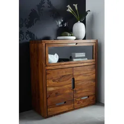 Highboard Sheesham 120x50x130 walnuss lackiert DUKE #118