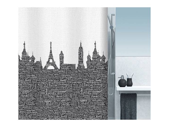 Spirella Duschvorhang Urban Schwarz 180 × 200 cm