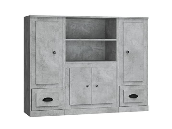 vidaXL Highboards 3 STK. Betongrau Holzwerkstoff