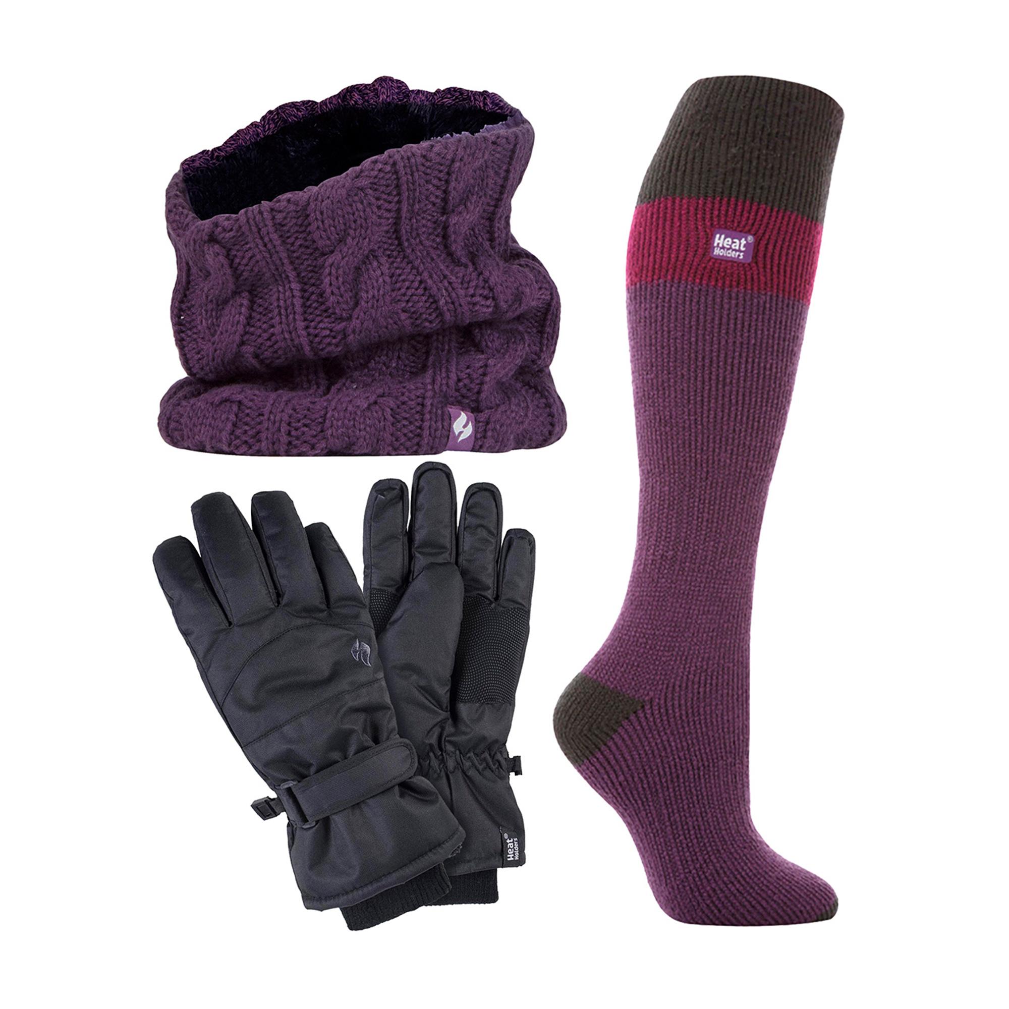 Damen Skiset Nackenwärmer Handschuhe & Thermo Skisocken Winterbekleidung