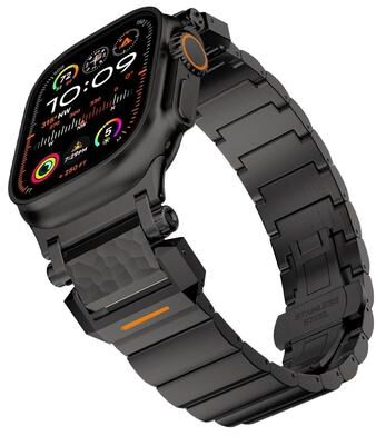 Everyday Crate Apple Watch Titanium Band Stainless Steel Metal Strap With Butterfly Clasp black