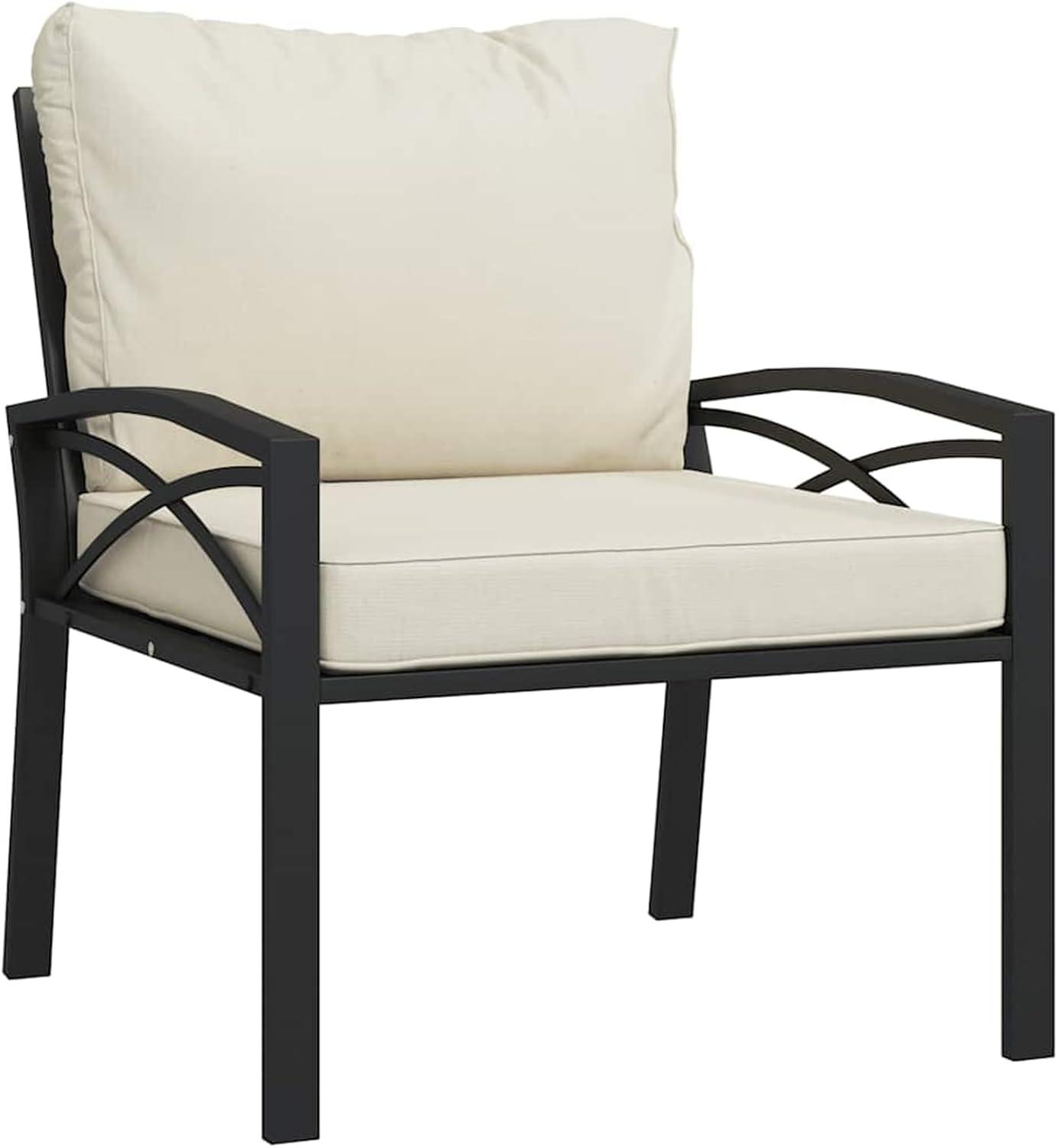 Gartenstühle mit Rückenlehne und Polsterung im modularen Design, Schwarz/Sand, max. 110 kg