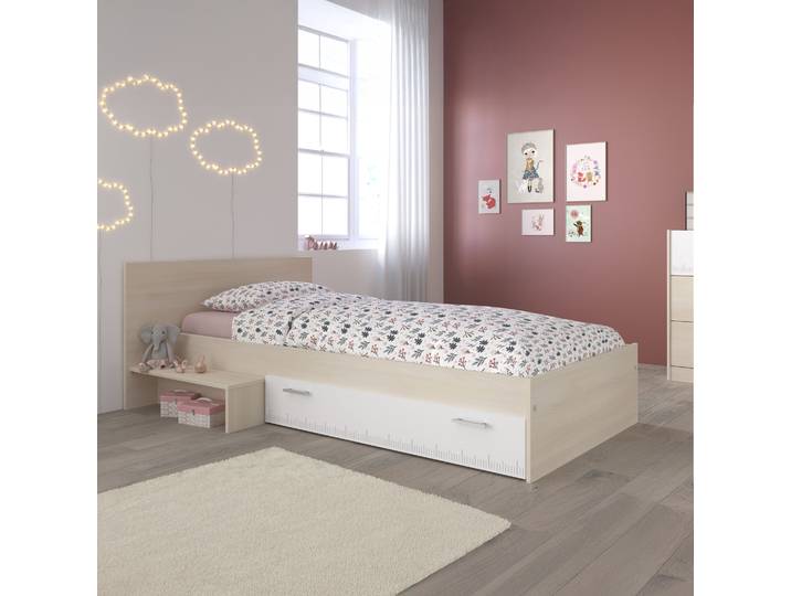 Lit enfant avec tiroir et marche bicolore 90x200 PIA