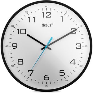 Mebus Wanduhr 16247, Kunststoff, analog, Quarzuhr, Ø 30 cm, schwarz